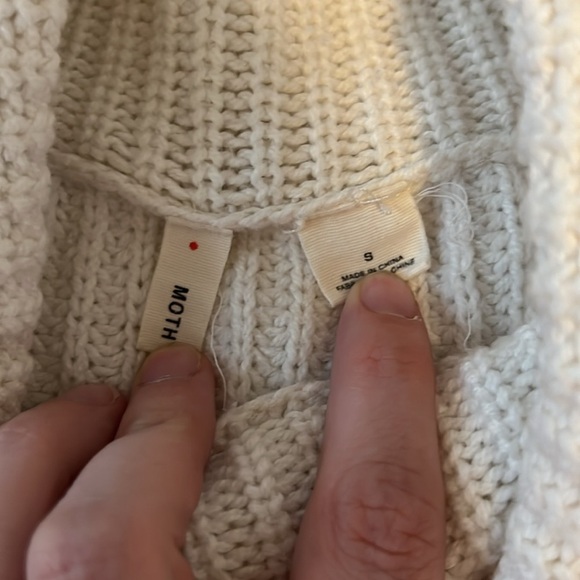 Anthropologie Moth Cotton Wool Blend White Turtleneck Sweater - Picture 2 of 4